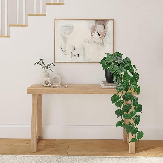 Fake Ivy Plant with Pot Artificial Pothos Leaves Featuring a White Frosted Finish for Home Shelf Decor Indoor Silk Artificial Realistic Plant Large