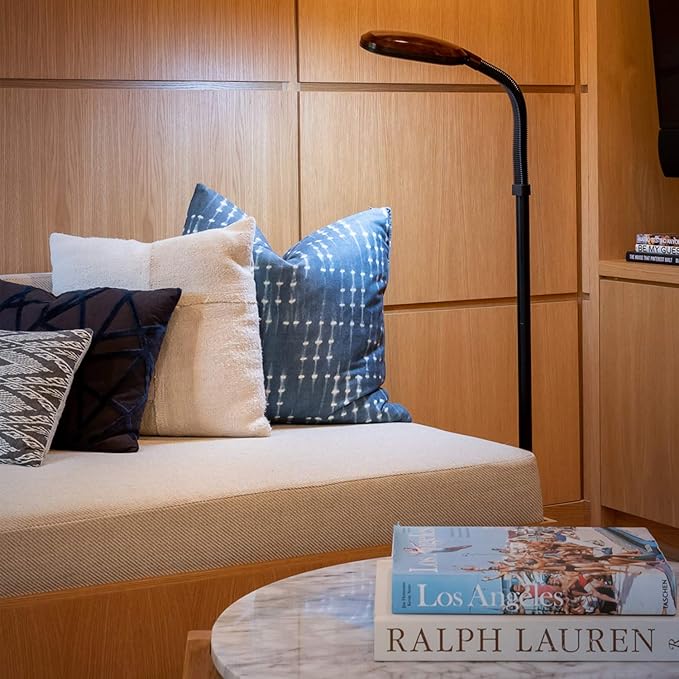 Brightech Litespan - Bright LED Floor Reading Lamp for Over Chair Crafts and Reading, Estheticians' Light for Lash Extensions, Adjustable Standing Lamp for Living Room, Bedroom, Office - Havana Brown