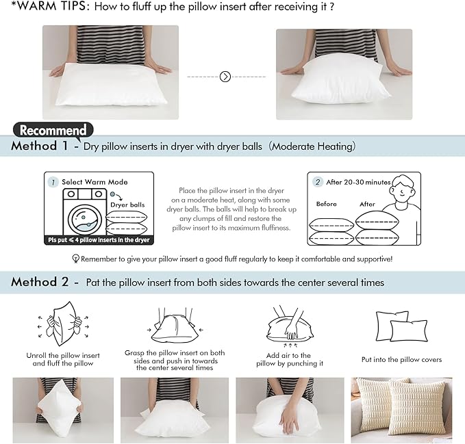 MIULEE Queen Bed Pillows 20 x 30 Pillow Inserts (Set of 2) -Decorative Throw Pillow Inserts with 100% Cotton Covers Rectangle Queen Size for Bed Couch