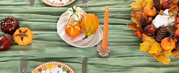 Sage Green Cheesecloth Table Runner 4 Pack Fall Table Runners Boho Gauze 120 Inches Sage Cheese Cloth Fall Table Decorations for Thanksgiving Wedding Bridal Baby Shower Tea Party