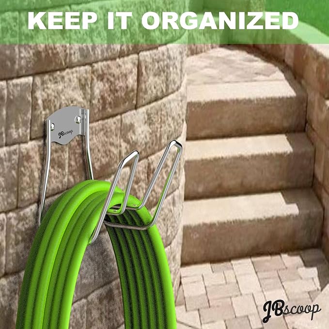 JBscoop Garden Hose Holder, Garden Hose Hanger Wall Mount for Water Hose, Extension Cords, Air Compressor Hose, Heavy Duty & Rust Proof (90 Feet)