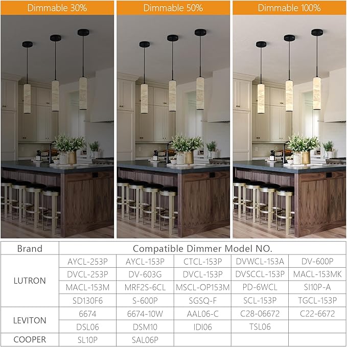 LMQNINE Natural Alabaster Pendant Lights for Kitchen Island White Marble Long Tube Chandelier Black Modern Ceiling Light Fixtures for Living Room Bedroom Dining Room Table Hallway(S-2Pack)