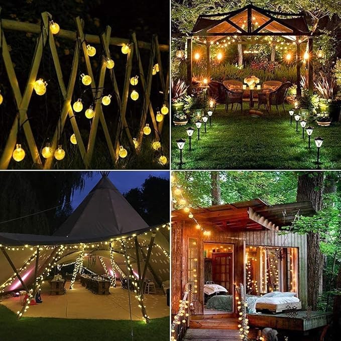 Battery Operated String Lights Waterproof 16FT 30 LED 8 Modes Fairy Garden Globe String Lights with Timer for Christmas Tree Holiday Outdoor Indoor Patio Party Decor, Warm White (2 Pack)