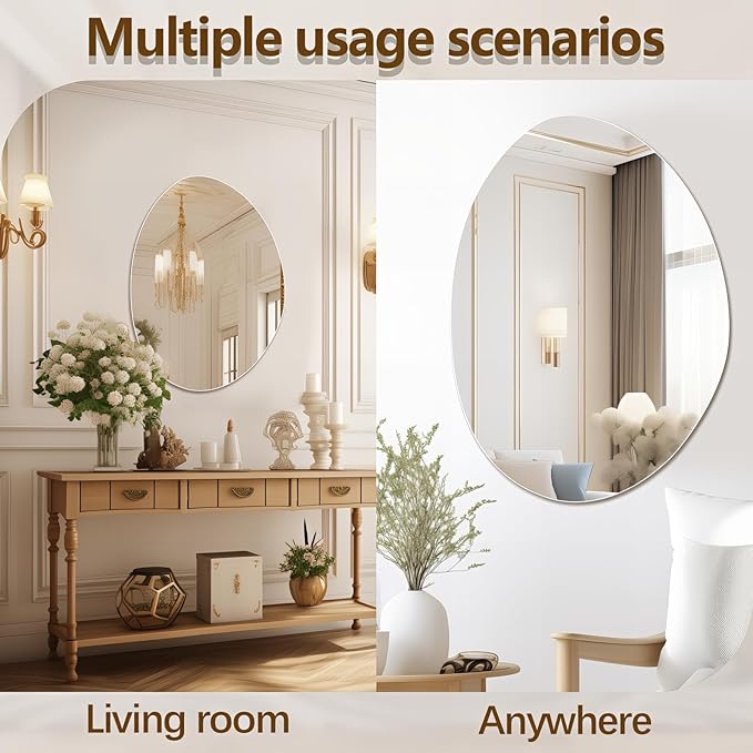 Irregular Wall Mirror 24"x32", Frameless Asymmetrical Mirror for Wall, Modern Decorative Bathroom Mirror, Wall Mounted Mirror for Bedroom Living Room Entryway