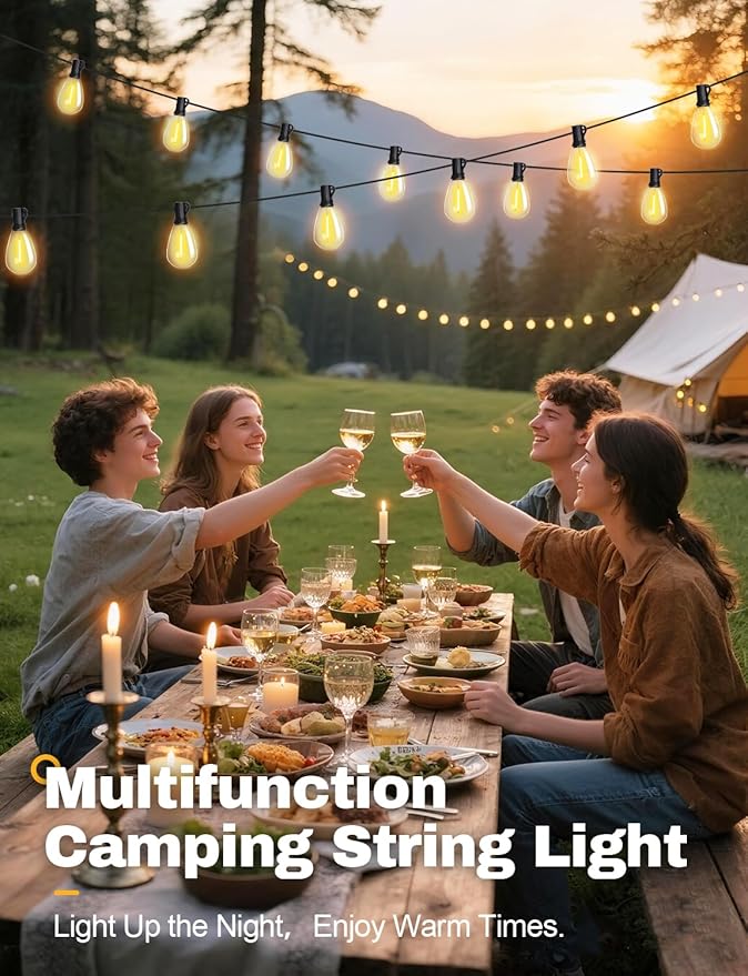 Tenmiro 30FT Solar String Lights Outdoor with Remote and 8+1 LED Shatterproof Bulbs Dimmable & Timing 3 Light Modes Solar Patio String Lights for Cafe, Garden, Deck, Outside Wedding Last for 10+Hrs