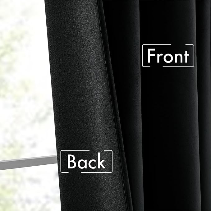MIULEE Black Velvet Curtains 90 inches Long 2 Panels - Luxury Pinch Pleated Room Darkening Window Drapes for Bedroom Living Room Thermal Insulated Super Soft Blackout, Back Tab Rod Pocket