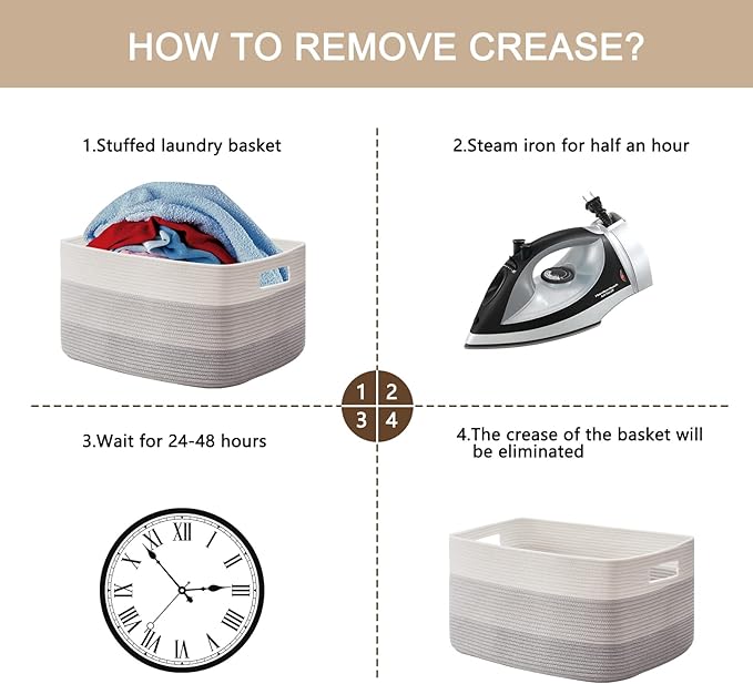 OIAHOMY Large Blanket Basket, 22”x17”x12” Rectangle Woven Baskets, Nursery Blanket Storage Living Room, Toy Storage With Handle, Large Baskets for Organizing-Gradient Grey