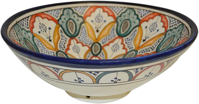 Ceramic Bowls Moroccan Handmade Serving Exquisite Piece With Vivid Colors Large 12 inches Across