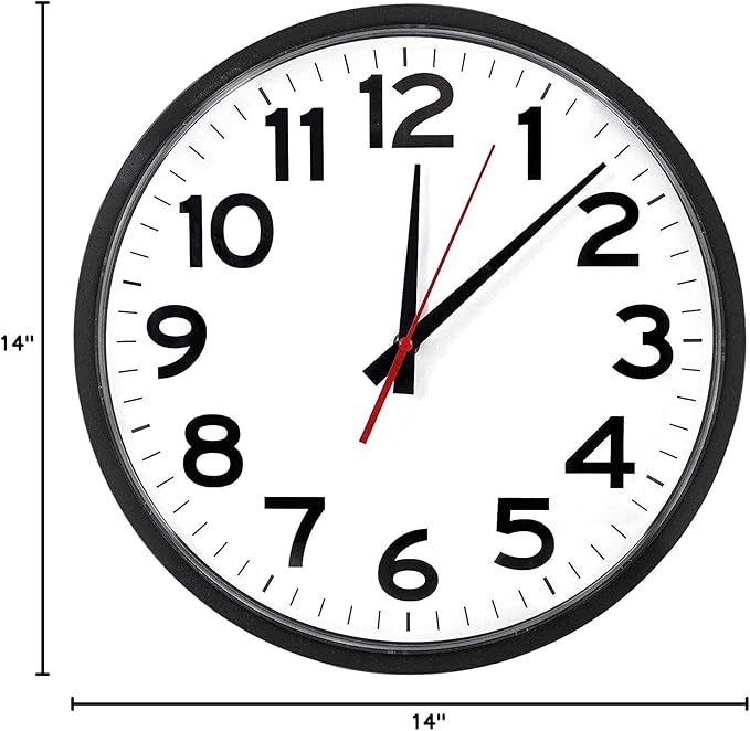 Ultimate Wall Clock | 14 Inch | Modern | Quartz | Analog | Home | Office | School | Gym | Indoor | Outdoor | Near Silent | Unbranded | Classic | Black | Battery Operated | Modern Décor