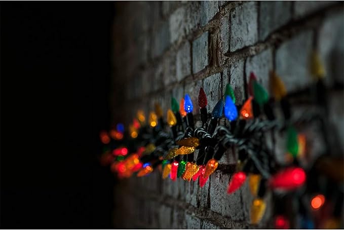 Christmas C3 Bulbs Light String 50 LED Multicolor Strawberry Xmas Tree Outdoor Indoor Waterproof Decoration Plug in 18 Feet Used for Patio Party Festive Courtyard Home (Multicolor)