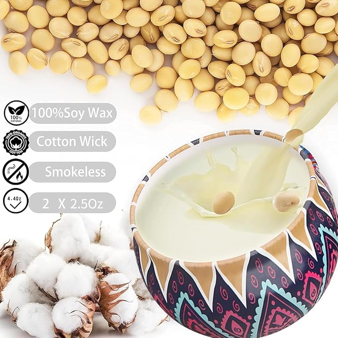 2 Pack Lavender, Sage Aromatherapy Soy Candles for Stress Relief, Relaxation - Over 50 Hours Burn Time, Home Scented, Stocking Stuffers