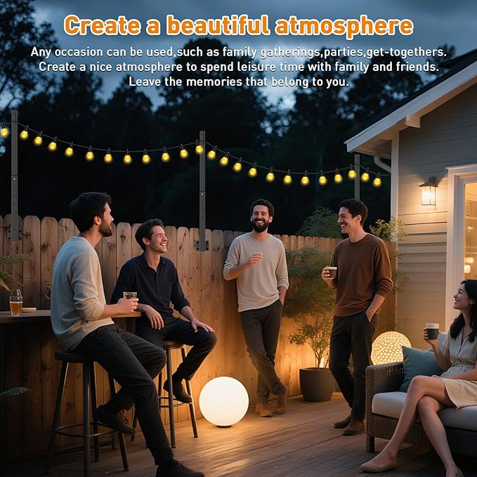 zoegi 10 Pack 2.8FT String Light Poles,Light Poles for Outside Lights with Fork,Outdoor Brackets Hanging Lights,Metal Stand for Deck Patio,Backyard,Wedding,Deck,Party