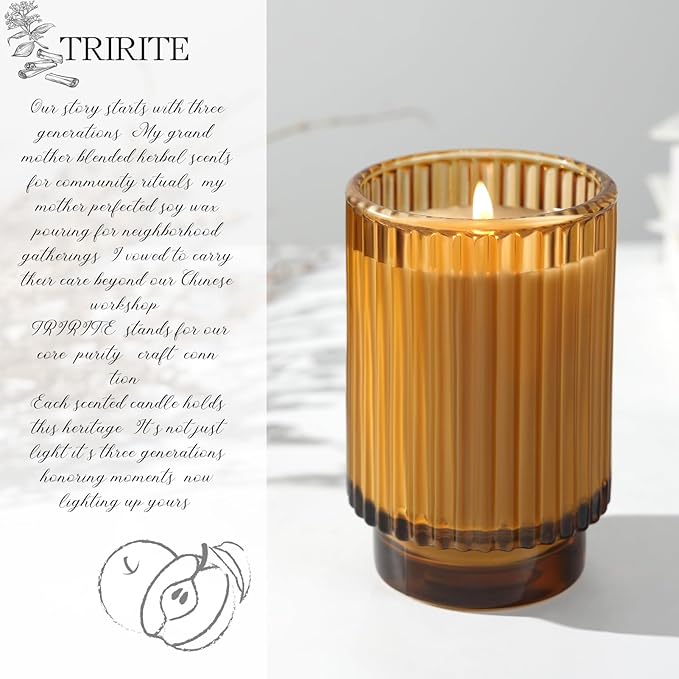 Apple Cinnamon Scented Candle Fall Candles, 70 Hours Long Burning Natural Soy Candle, Autumn Candle Gift, Luxury Candles Gifts for Women & Men, House Warming Gift