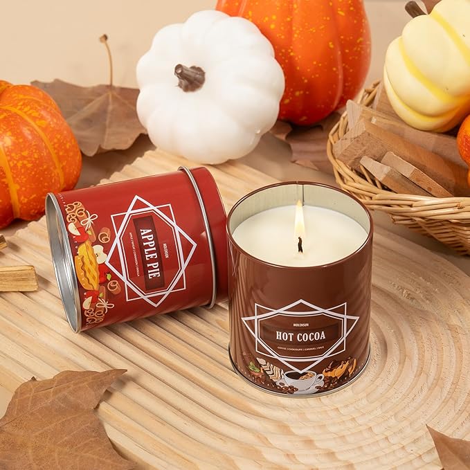 Apple Pie Fall Scented Candle – 9 oz Soy Wax in Travel-Friendly Reusable Tin, Non-Toxic & Clean Burning, 50-Hour Burn – Cozy Autumn Fragrance, Holiday Gift & Fall Decor for Women & Men