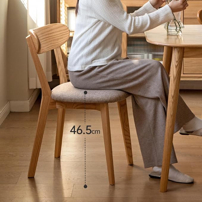 100% Solid Oak Wood Dining Chairs,Mid Century Modern Dining Chairs with Upholstered Cushion,Kitchen,Dining Room Chairs Set of 1/2/4 (1, Original Color White Upholstery)