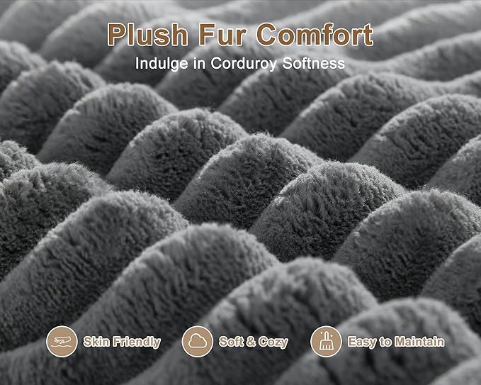 62" Oversized Chaise Lounge Chair Indoor, Corduroy Boneless Chaise Lounge Couch Sleeper Chair, Convertible Oversized Reading Chairs, Plush Compression Sofa with Ottoman, Dark Grey