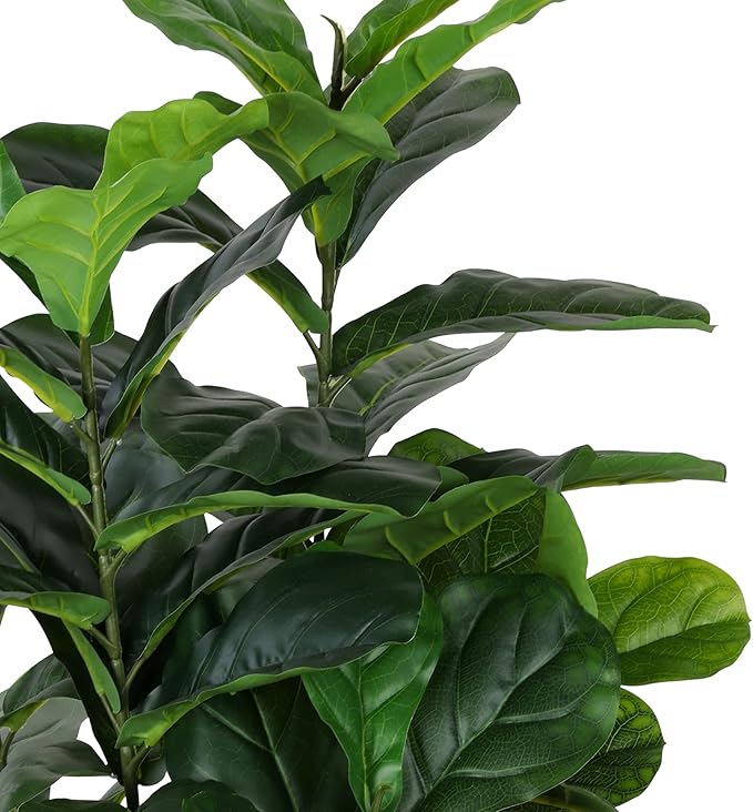 Artificial Fiddle Leaf Fig Tree, 4 FT Tall Fake Ficus Lyrata with Pot, Faux Silk Plants Indoor, Realistic Artificial Plants Decor for Home Office Living Room Decor Indoor Outdoor