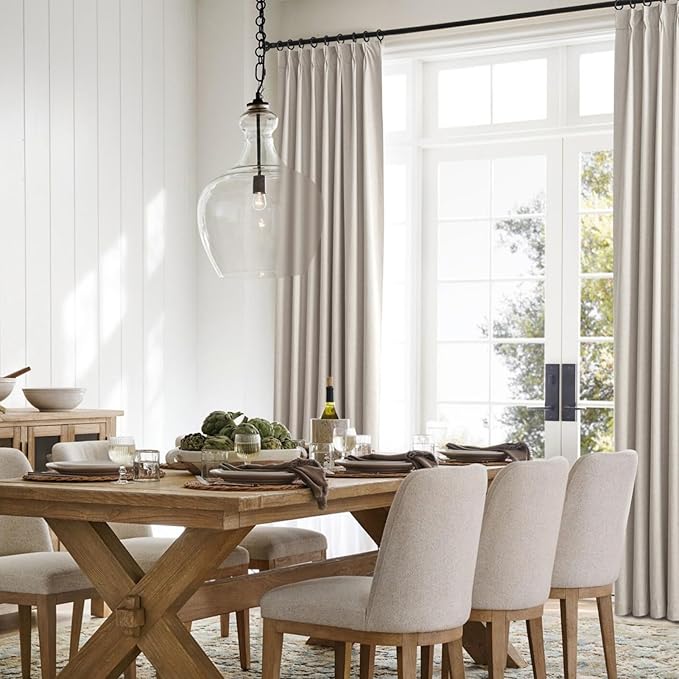 Custom Curtains 78 Inches Long for Bedroom Windows,Pinch Pleated Blackout Natural Linen Farmhouse Thermal Insulated Room Darkening Sliding Door Drapes with Hooks Thick Burlap W40"xL78"x2 Panels