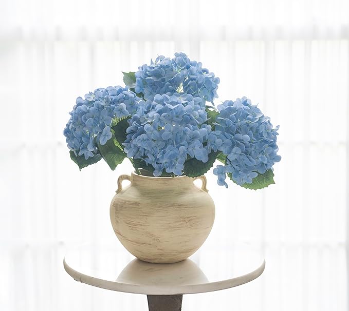 Handmade Beige White Two-Ear Ceramic Vase, Textured Pottery Vase with Two Ears for Centerpieces, Kitchen, Living Room, Bedroom Decor Gifts (Beige White, Short)