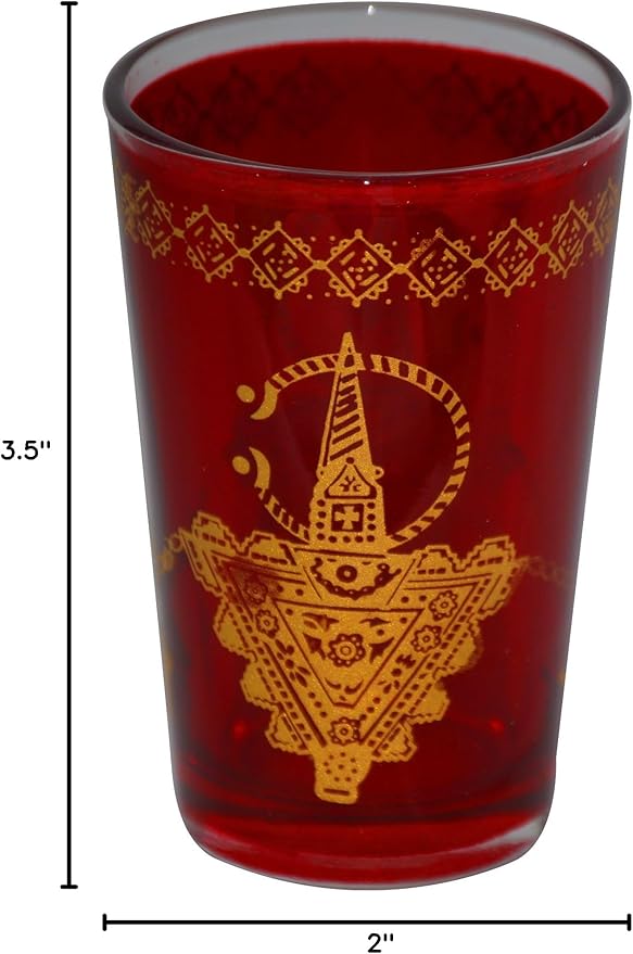 Tea Serving & Glasses Moroccan Set of 6 Tea Glasses Exquisite and Royal Khmissa Colorful