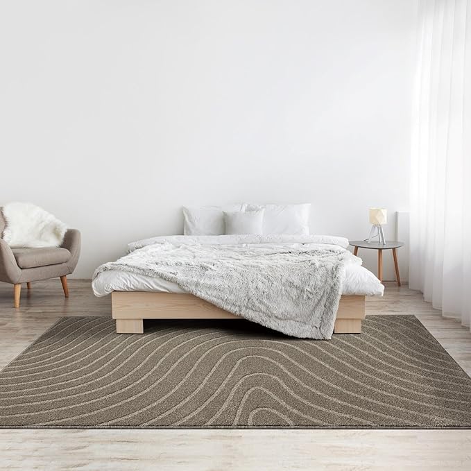 LUXE WEAVERS Modern Geometric Wave Taupe 6x9 Area Rug