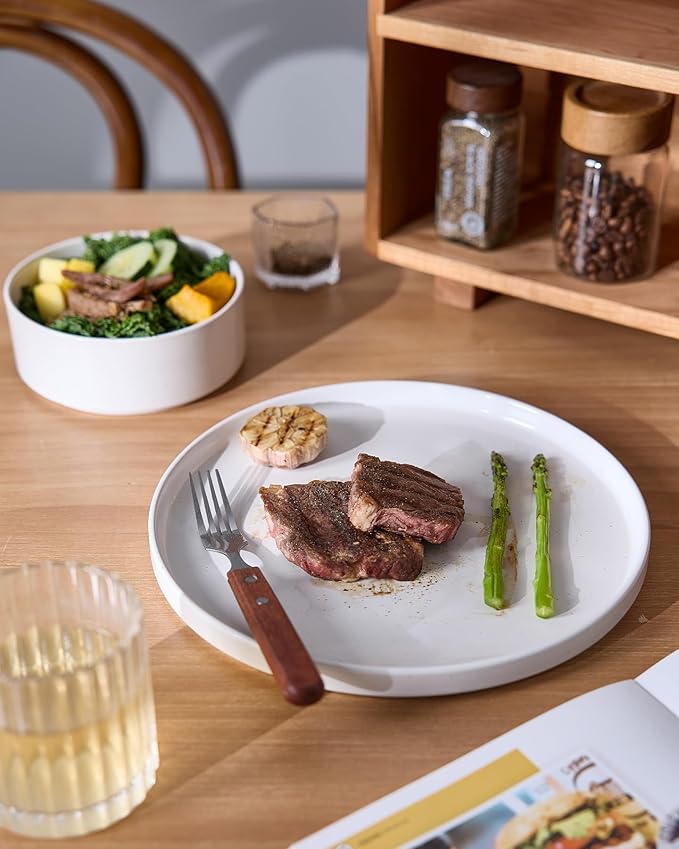 Famiware Nebula Plates and Bowls Set, 12 Pieces Dinnerware Sets, Dishes Set for 4, White with Colorful Speckles