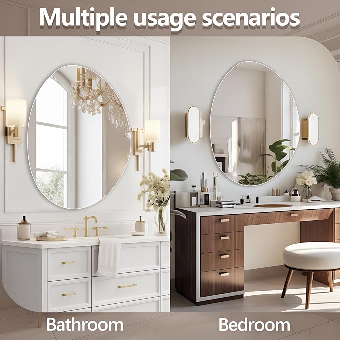 Irregular Wall Mirror 30"x40", Frameless Asymmetrical Mirror for Wall, Modern Decorative Bathroom Mirror, Wall Mounted Mirror for Bedroom Living Room Entryway