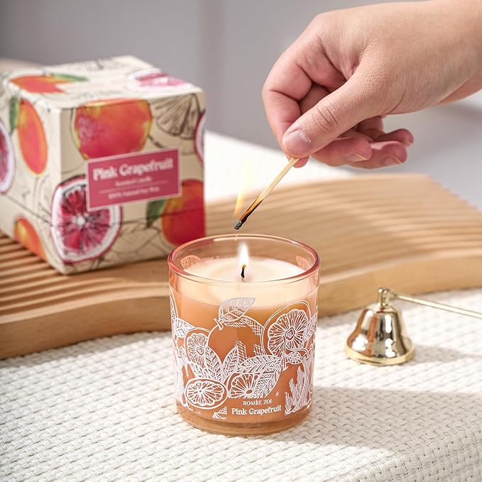 ROMIIE ZOI Scented Candle - Pink Grapefruit - 6oz Aromatherapy Soy Wax Jar Candle for Home, Gifts for Women - 170g