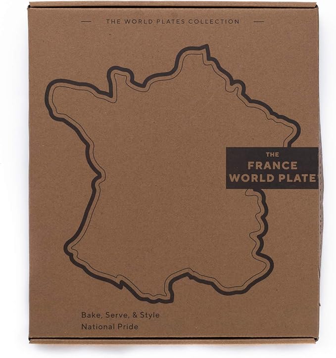 WORLD PLATES France Shaped Baking Dish Serving Platter or Decorative Tray Charming Porcelain Bakeware Oven Microwave and Dishwasher Safe