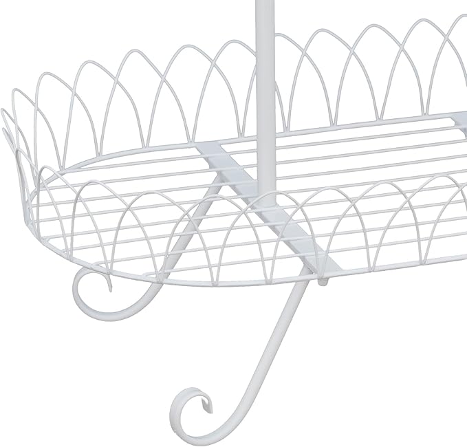 White Oval Plant Stand for Plants, French Provincial Side Table with Floral Accents, Low Indoor Greenery Display Shelf Garden Decor