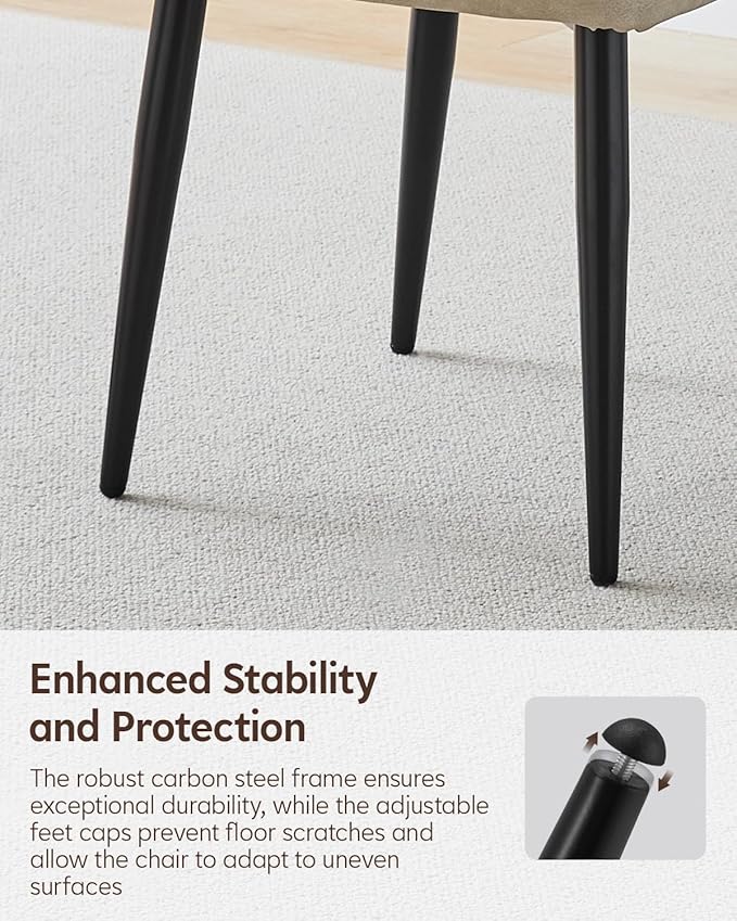 CLIPOP Faux Leather Dining Chairs Set of 6, Mid Century Modern Kitchen Chair, Upholstered Seat Leisure Side Chair with Backrests, Metal Legs for Living Room, Lounge, Guest Room, Cream