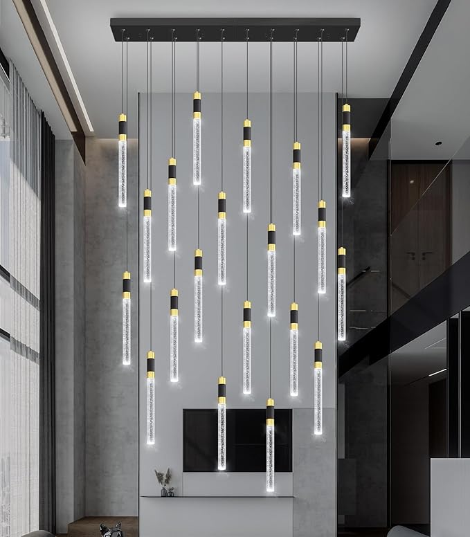 20 Lights Modern Chandeliers for Dining Room LED Dimmbale Light Fixture for High Ceiling Pendants Lighting for Living Room
