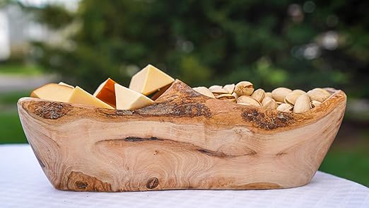 Lipper International Olive Wood Rustic Dish, 2 Sections