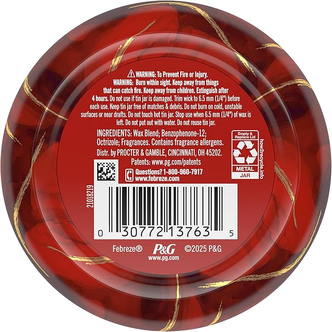 Febreze Scented Candle, Baked Cinnamon Apples Scent, 11 oz 4 Wick Candle, Single Pack