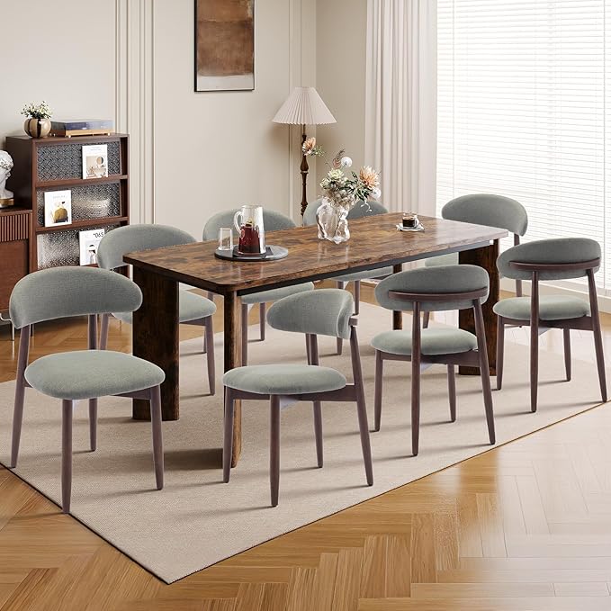 5-Piece Rectangular Dining Table Set for 4, 63" Industrial Kitchen Table with 4 Wooden Upholstered Dinner Chairs for Dining Room, Kitchen, Living Room, Brown+Green