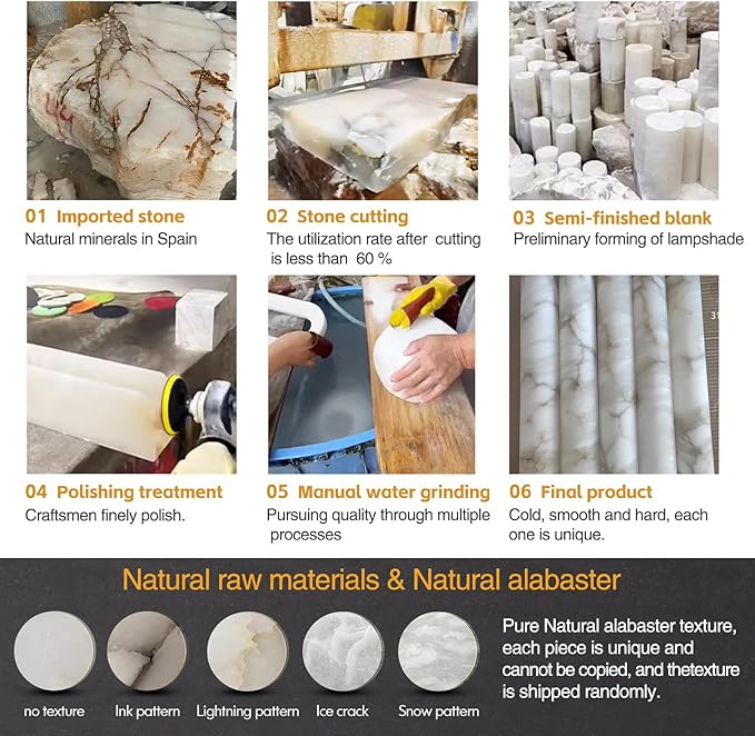 LMQNINE Natural Alabaster Pendant Lights for Kitchen Island White Marble Long Tube Chandelier Modern Black Ceiling Light Fixtures for Bedroom Dining Room Table Living Room Hallway(M-1Pack)