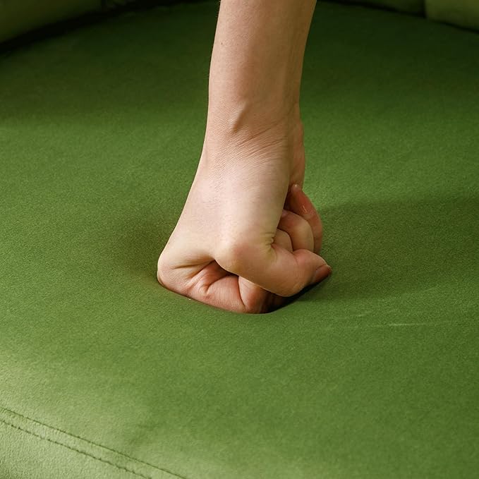 Modern Velvet Dining Chairs Set of 2 Chic Accent Chair Upholstered Side Chairs with Wood Legs for Kitchen/Living Room, Olive Green