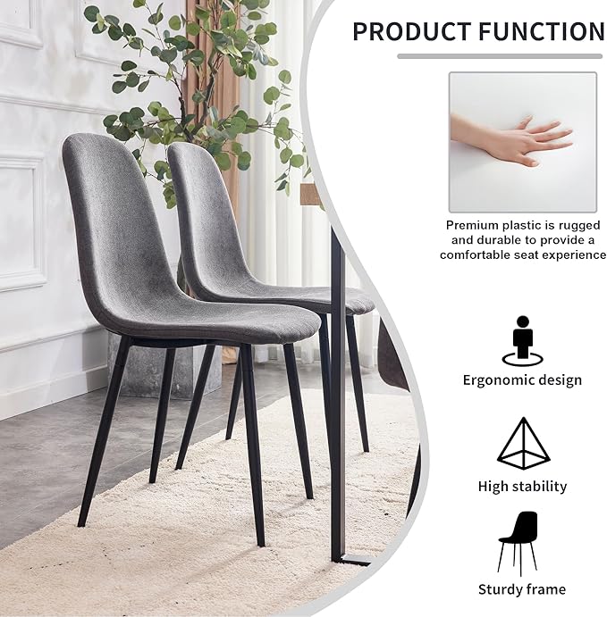 5 Piece Glass Dining Table Set, Kitchen Table Chairs Set for 4, 71'' Dining Table with 0.4" Tempered Glass Tabletop with Plated Metal Legs and MDF Crossbar, 4 Chairs for Dining Room, Kitchen.