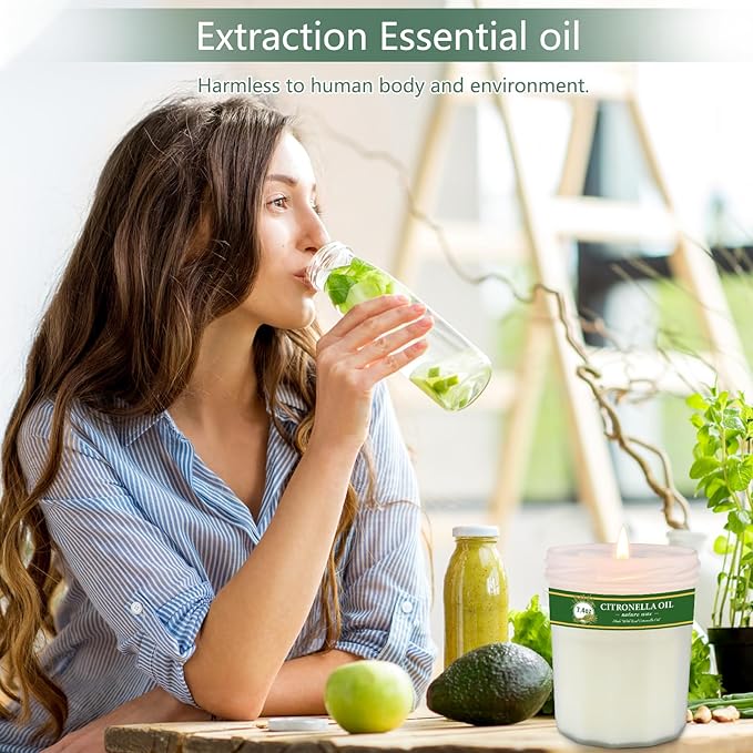 Citronella Candles Outdoor, 4 Pack 29.6oz Natural Soy Wax Citronella Candle up to 200 Hours Burning, Fresh Citronella Oil Candles Sets Summer Gifts for Garden, Patio, Yard, Balcony BBQ, Camping