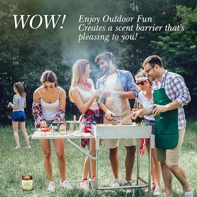 Lemongrass Scented Candle | 3-Wick Jar Candle - 12oz Natural Soy Wax - Citronella Scent for Indoor Outdoor Use, Long Lasting Aromatherapy Gifts for Fathers Day, Summer, 50+ Hour Burn