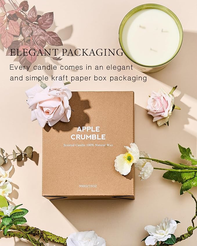 M&SENSE Garden Rose Scented Candle 35oz 150H Burn Time Long Lasting, 3-Wick Natural Aromatherapy Candle Highly Scented, Home Fragrance Housewarming Gifts