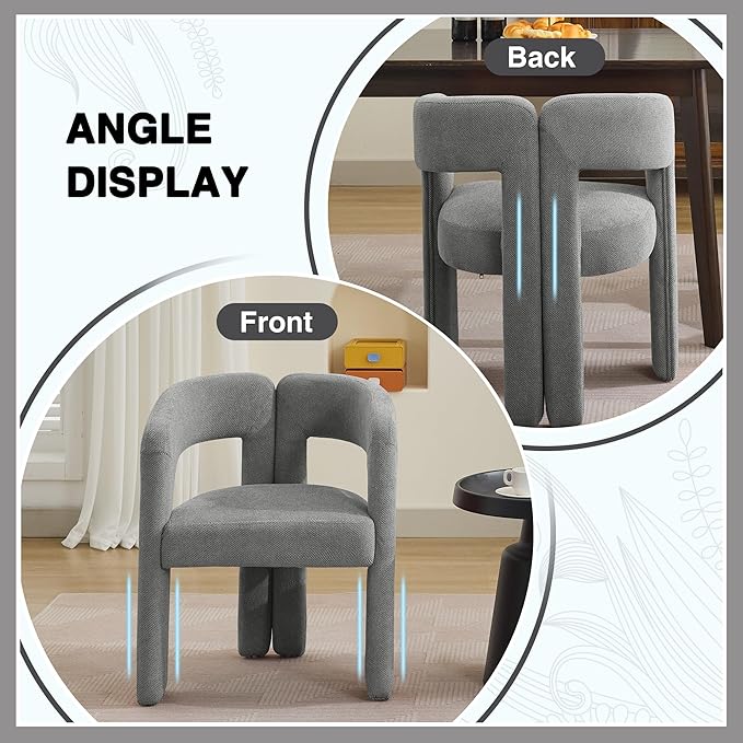 Modern Barrel Dining Chairs, Upholstered Linen Dining Room Chair with Wooden Legs, Accent Chairs for Kitchen/Dining Room/Living Room, Black