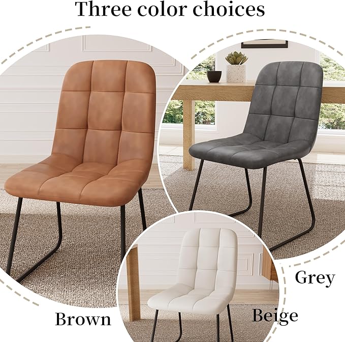 Dining Chairs Set of 4, Modern Kitchen Faux Leather Dining Room Chair for Kitchen Living Dining Room (4 White Chairs)