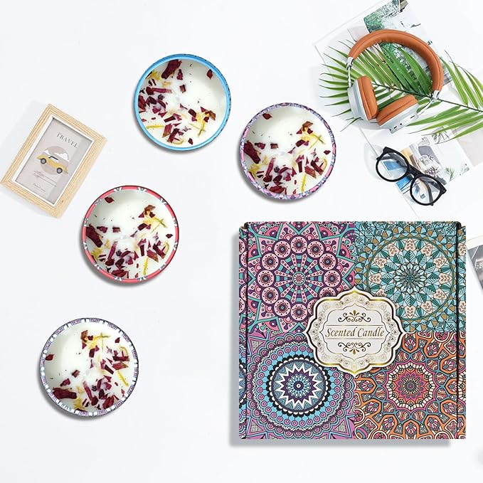 Candle,Scented Candles Gift Set, 4 Pack Aromatherapy Candle, Stress Relief Gifts for Women, Candles for Home Scented, Ideal for Birthday, Christmas, Thanksgiving, Mother's Day