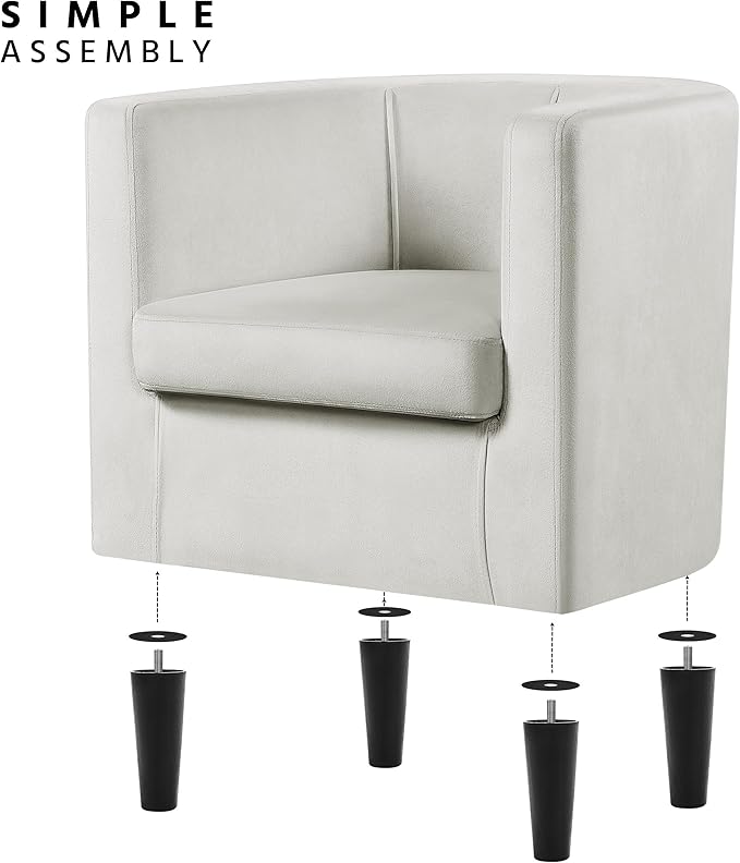 Yaheetech Velvet Accent Chair, Modern and Comfortable Armchairs, Upholstered Barrel Sofa Chair for Living Room Bedroom Waiting Room, Beige, 2pcs