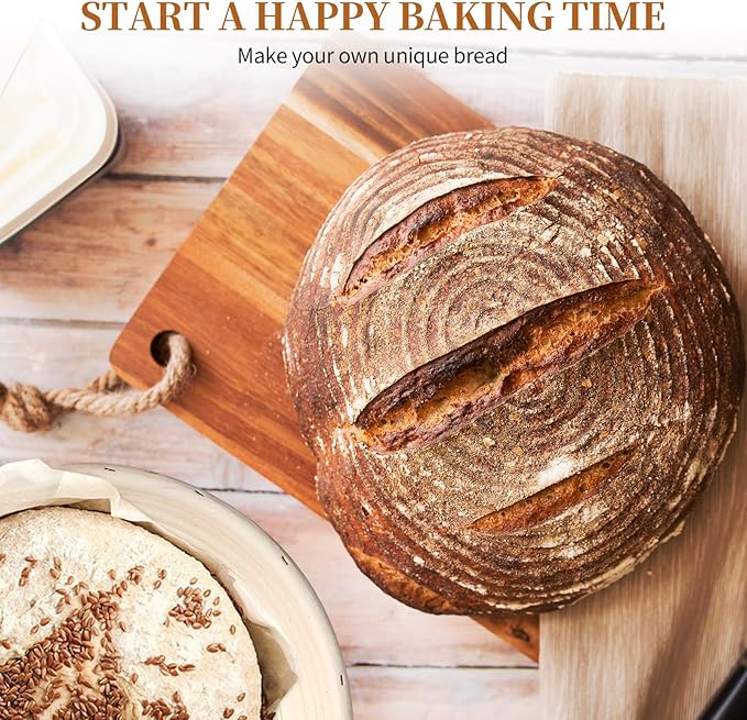 Banneton Bread Proofing Basket - 9 inch Banneton Basket Set of 2 Sourdough Proofing Basket Round Proofing Bowls Handmade Rattan Baskets and Liners