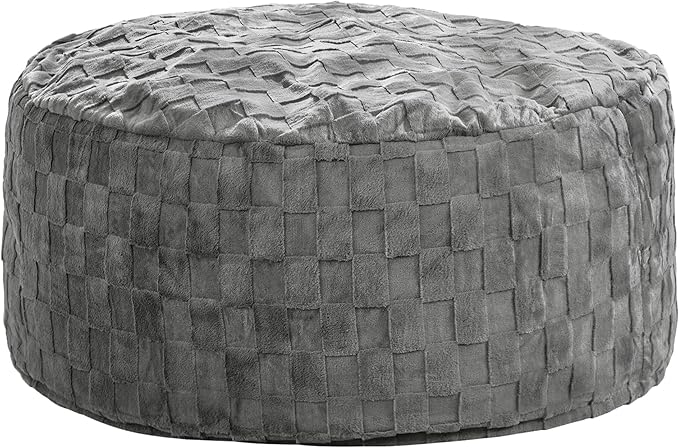 Hobestluk Bean Bag Chairs Beanbag Chair with Filler Adult Bean Bags with Fluffy Plaid Cover, Giant Bean Bag Chairs for Adults for Living Room, Bedroom (Grey, 4FT - 44” x 44” x 24”)