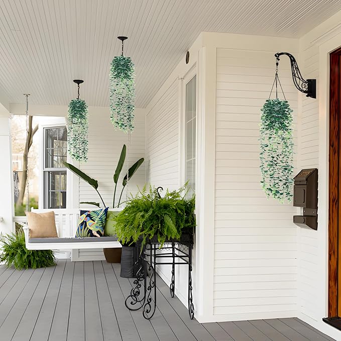 Artificial Hanging Eucalyptus Plants,Fake Plants Eucalyptus Small Decor Faux Hanging Vine Plants Wall Greenery for New Home Decoration,for Floating Shelf Indoor Outdoor Pack of 2