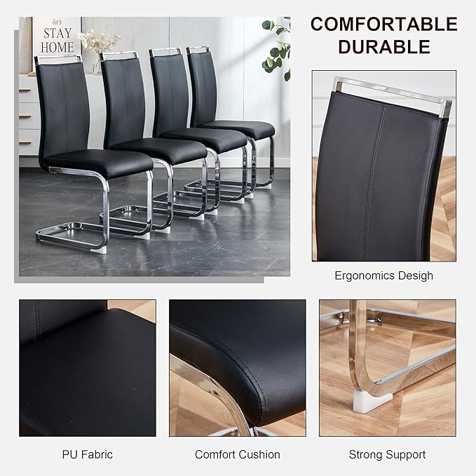 11 Piece Glass Dining Table Set, 79" Modern Dining Table Set for 10, 0.5" Thick Tempered Glass Tabletop with Silver Chrome Metal Legs and Grey Crossbar, 10 PU Chairs for Dining Room, Kitchen