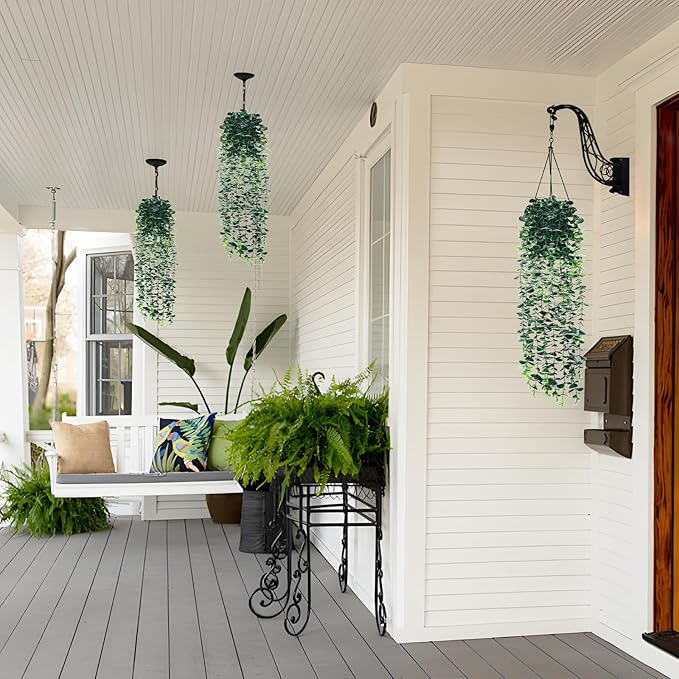 Artificial Hanging Eucalyptus Plants,Fake Plant Eucalyptus Small Decor Faux Hanging Vine Plants Wall Greenery for New Home Decoration,for Floating Shelf Indoor Outdoor